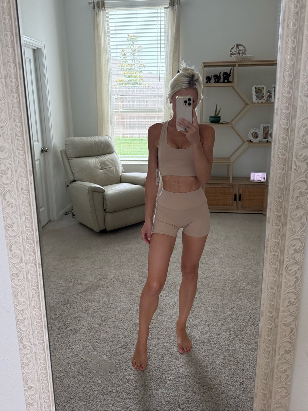 Saski collection nude shorts and top workout set